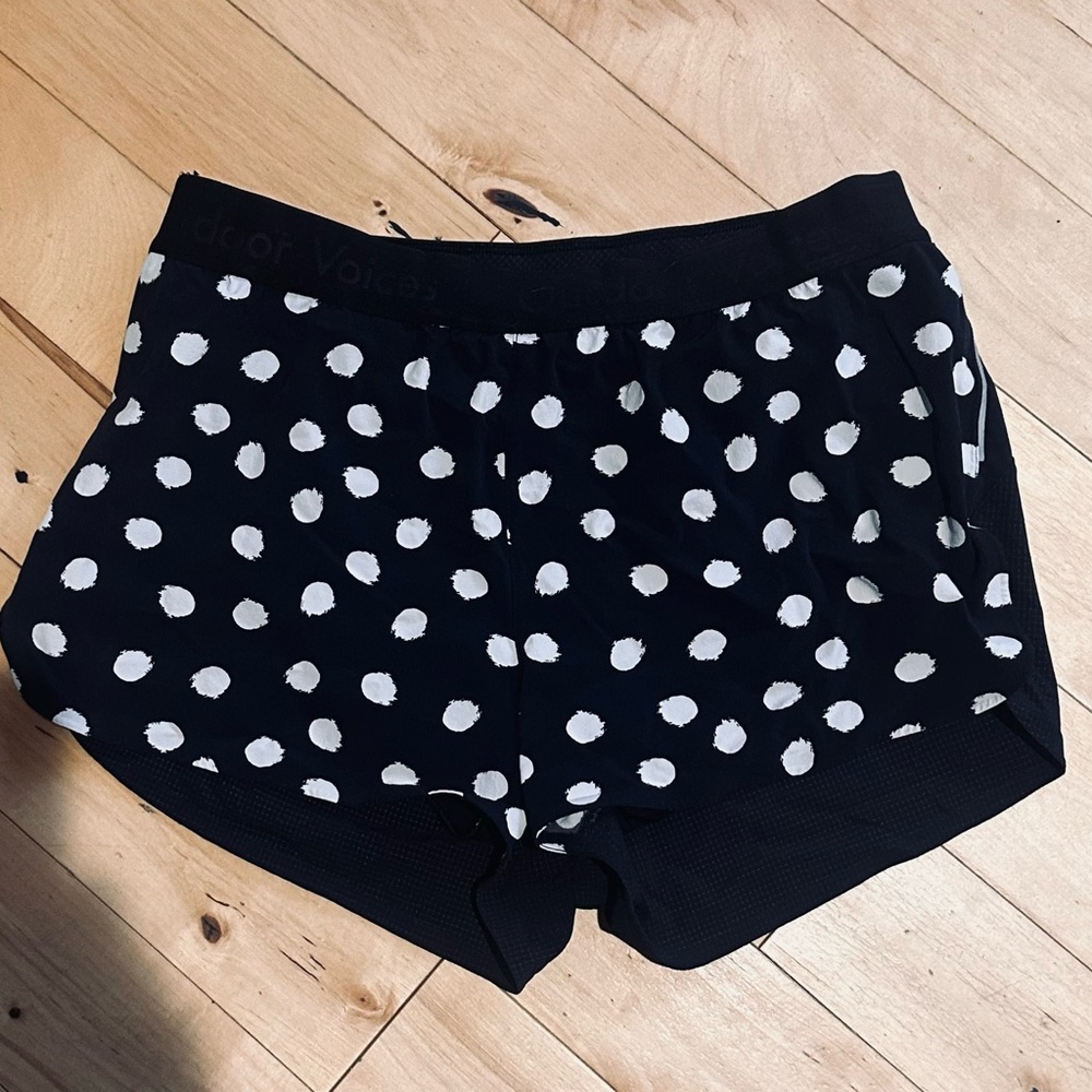 Outdoor Voices Black and White Polka Dot Athletic Shorts